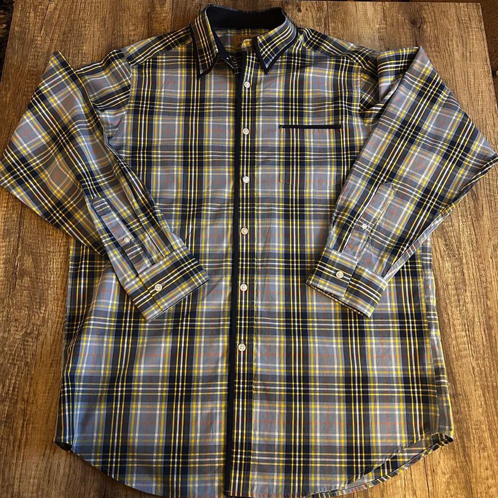 Cremieux Premium Denim Plaid Button Down Shirt Size L E11